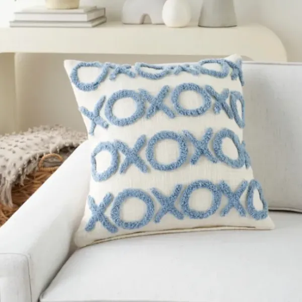 Pillows-Kirkland's Home Sky Tufted Xoxo Throw Pillow Blue
