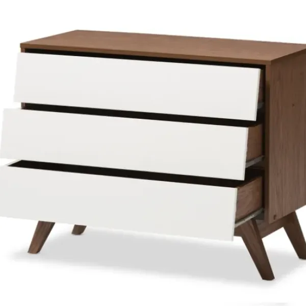 Dressers & Chests-Kirkland's Home Slant Midcentury Two-Tone Chest Brown/White