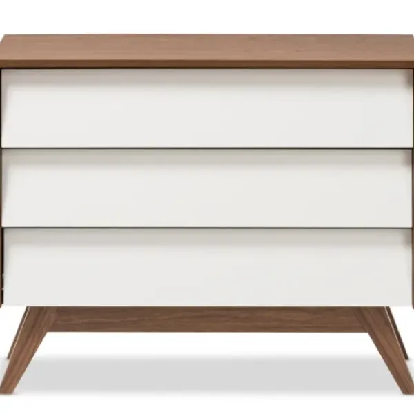 Dressers & Chests-Kirkland's Home Slant Midcentury Two-Tone Chest Brown/White