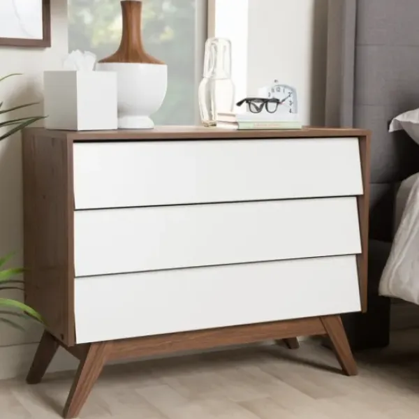 Dressers & Chests-Kirkland's Home Slant Midcentury Two-Tone Chest Brown/White