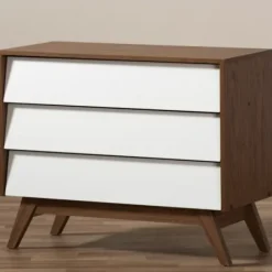 Dressers & Chests-Kirkland's Home Slant Midcentury Two-Tone Chest Brown/White