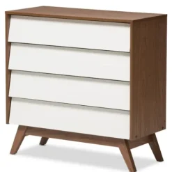Dressers & Chests-Kirkland's Home Slant Two-Tone Walnut 4-Drawer Chest