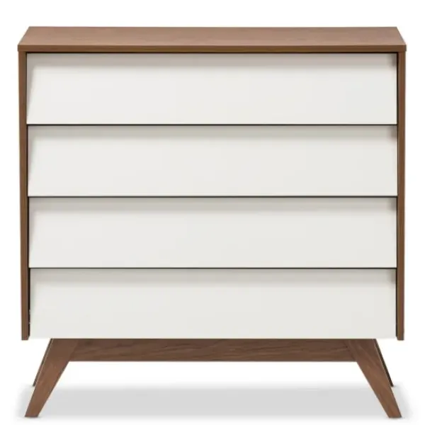 Dressers & Chests-Kirkland's Home Slant Two-Tone Walnut 4-Drawer Chest