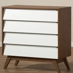Dressers & Chests-Kirkland's Home Slant Two-Tone Walnut 4-Drawer Chest