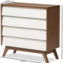 Dressers & Chests-Kirkland's Home Slant Two-Tone Walnut 4-Drawer Chest
