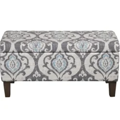Benches & Ottomans-Kirkland's Home Slate Blue Ikat Storage Ottoman Blue/Gray