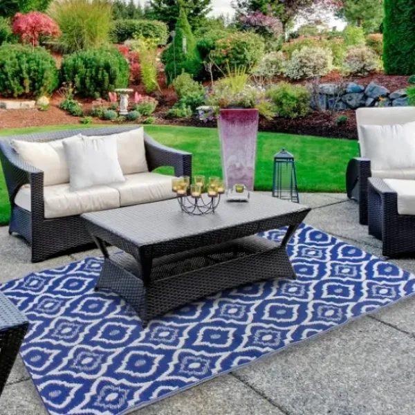 Outdoor Rugs-Kirkland's Home Slate Floral Outdoor Area Rug, 4X6 Gray/White
