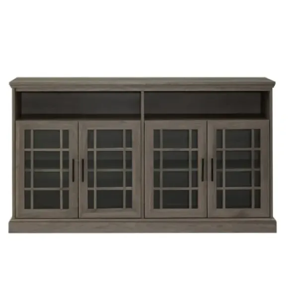 Tv Stands & Media Consoles-Kirkland's Home Slate Glass Door Classic Tv Stand Gray