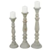 Candle Holders-Kirkland's Home Slate Rustic Mango Wood 3-Pc. Candle Holder Set Gray