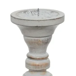 Candle Holders-Kirkland's Home Slate Rustic Mango Wood 3-Pc. Candle Holder Set Gray