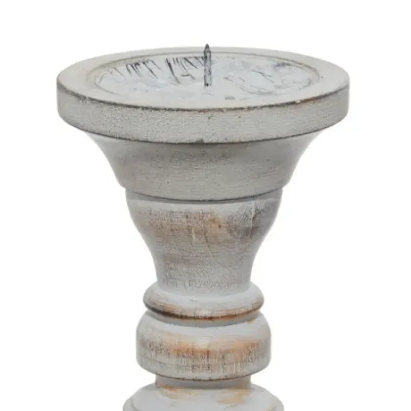 Candle Holders-Kirkland's Home Slate Rustic Mango Wood 3-Pc. Candle Holder Set Gray