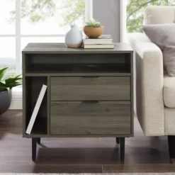 Accent & End Tables-Kirkland's Home Slate Side Table With Cubbies Gray