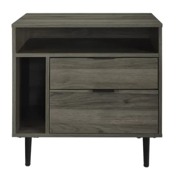 Accent & End Tables-Kirkland's Home Slate Side Table With Cubbies Gray