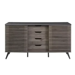 Cabinets & Sideboards-Kirkland's Home Slate Slatted 4-Drawer Cabinet Gray