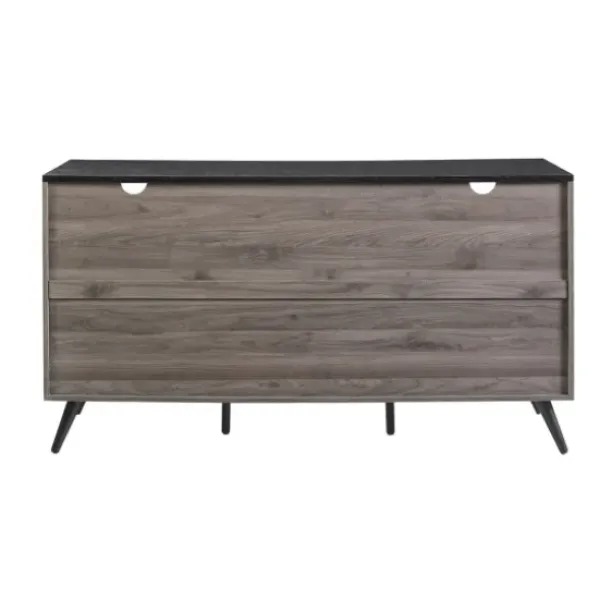Cabinets & Sideboards-Kirkland's Home Slate Slatted 4-Drawer Cabinet Gray