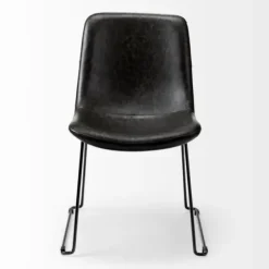 Dining Chairs-Kirkland's Home Slate Vegan Leather Bucket Dining Chairs, Set Of 2 Black
