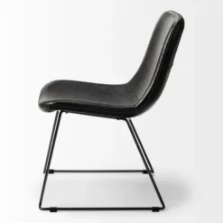 Dining Chairs-Kirkland's Home Slate Vegan Leather Bucket Dining Chairs, Set Of 2 Black
