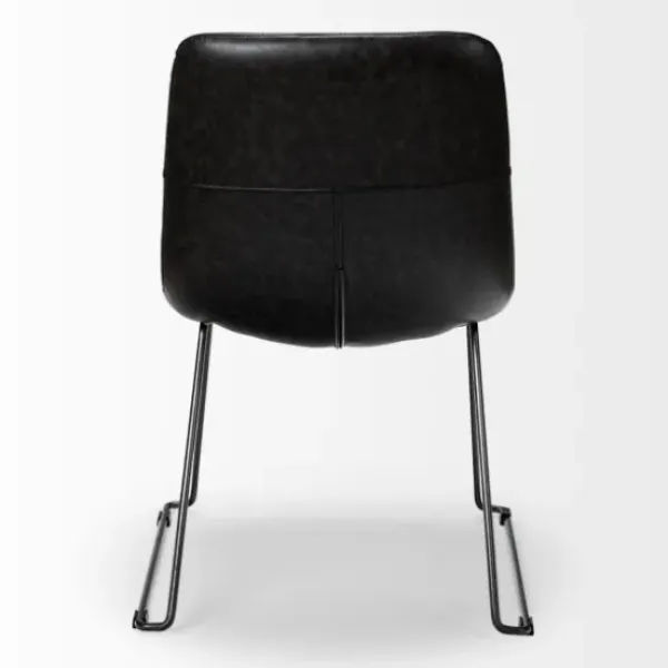 Dining Chairs-Kirkland's Home Slate Vegan Leather Bucket Dining Chairs, Set Of 2 Black