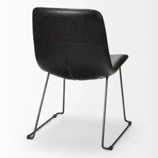 Dining Chairs-Kirkland's Home Slate Vegan Leather Bucket Dining Chairs, Set Of 2 Black