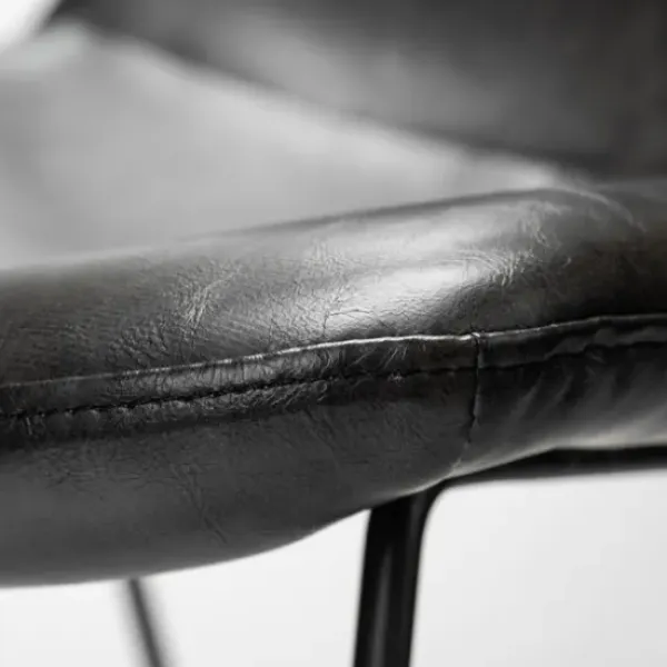 Dining Chairs-Kirkland's Home Slate Vegan Leather Bucket Dining Chairs, Set Of 2 Black
