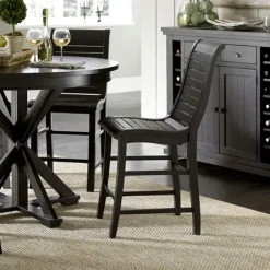 Bar Stools & Counter Height Stools-Kirkland's Home Slatted Counter Stools, Set Of 2 Black