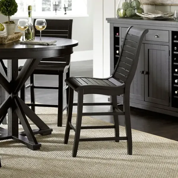 Bar Stools & Counter Height Stools-Kirkland's Home Slatted Counter Stools, Set Of 2 Black