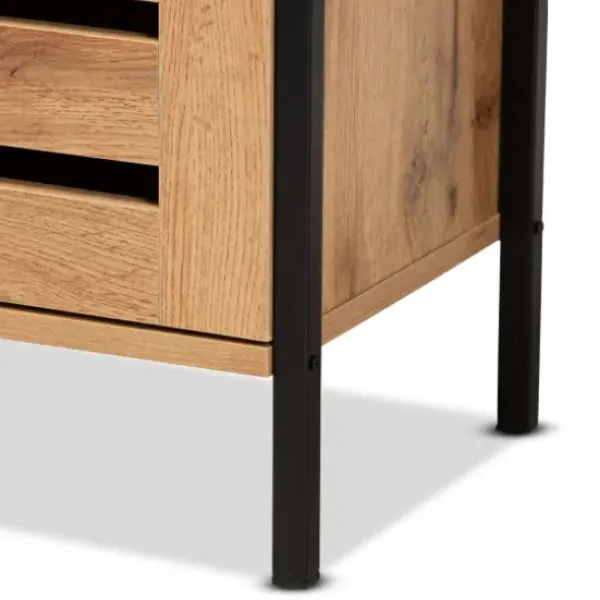 Entryway Furniture-Kirkland's Home Slatted Oak Wood Cabinet