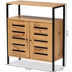 Entryway Furniture-Kirkland's Home Slatted Oak Wood Cabinet