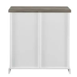 Cabinets & Sideboards-Kirkland's Home Slatted Sliding Barn Door White And Cabinet Gray