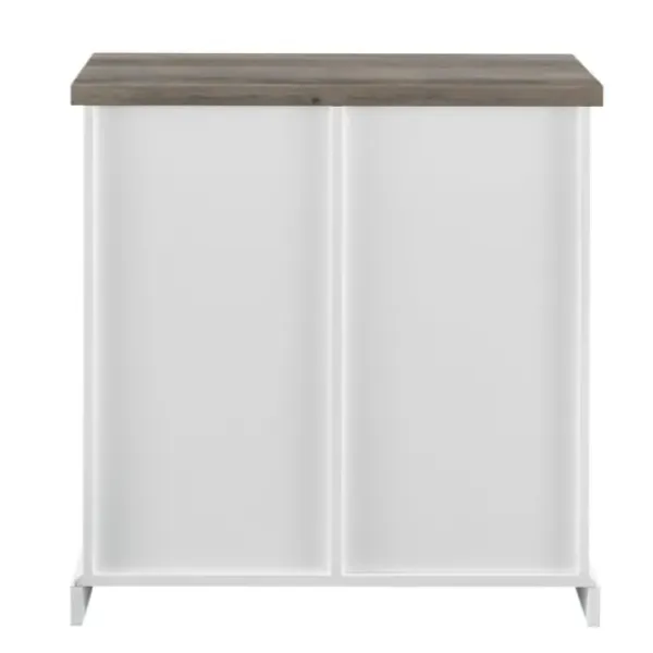 Cabinets & Sideboards-Kirkland's Home Slatted Sliding Barn Door White And Cabinet Gray