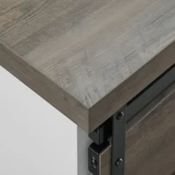 Cabinets & Sideboards-Kirkland's Home Slatted Sliding Barn Door White And Cabinet Gray