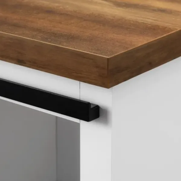 Cabinets & Sideboards-Kirkland's Home Slatted Sliding Barn Door White And Oak Cabinet Brown