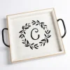 Decorative Trays-Kirkland's Home Slatted Wood & Metal Handles Tray Gray