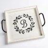 Decorative Trays-Kirkland's Home Slatted Wood & Metal Handles Tray White