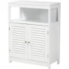Bathroom Furniture-Kirkland's Home Slatted Wood Bathroom Cabinet White