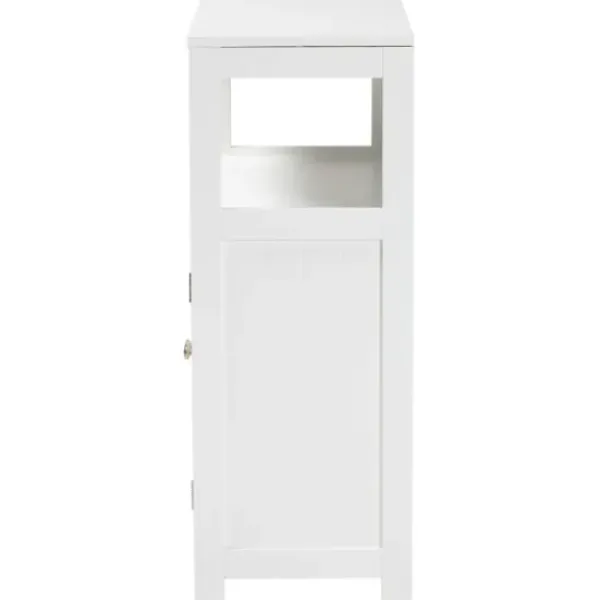 Bathroom Furniture-Kirkland's Home Slatted Wood Bathroom Cabinet White