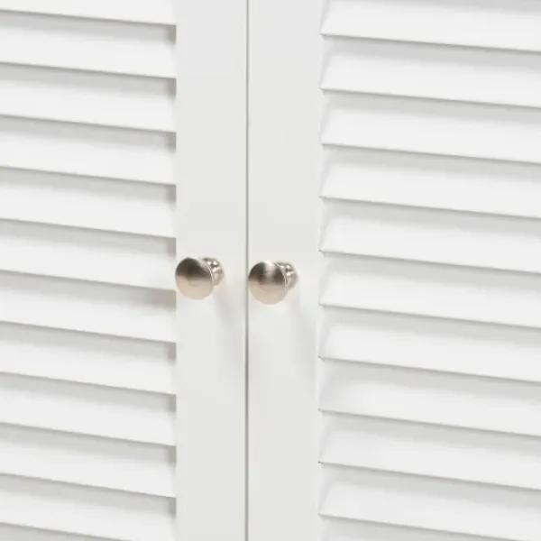 Bathroom Furniture-Kirkland's Home Slatted Wood Bathroom Cabinet White