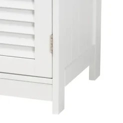 Bathroom Furniture-Kirkland's Home Slatted Wood Bathroom Cabinet White