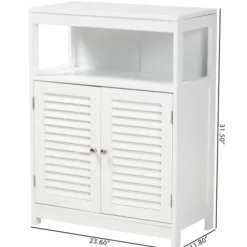 Bathroom Furniture-Kirkland's Home Slatted Wood Bathroom Cabinet White