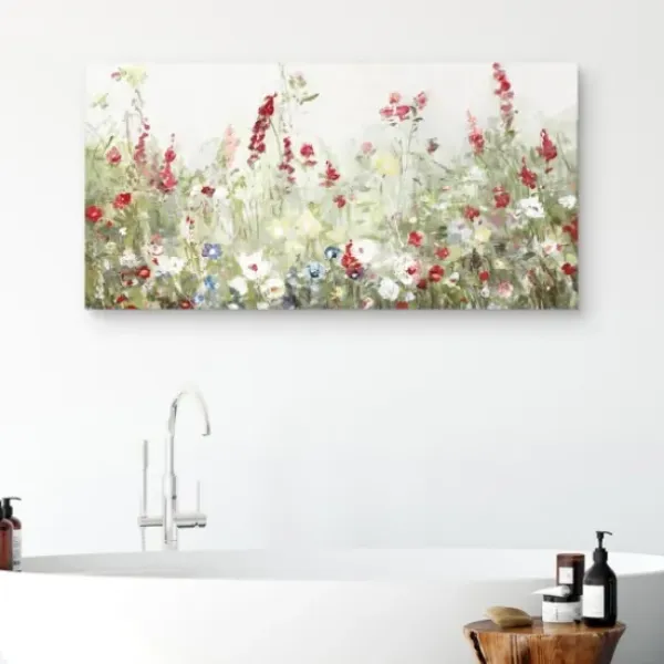 Canvas Art-Kirkland's Home Sleepy Spring Meadow Canvas Art Print Green/White/Red