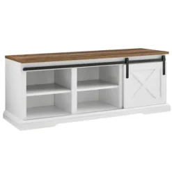 Entryway Furniture-Kirkland's Home Sliding Barn Door Bench White