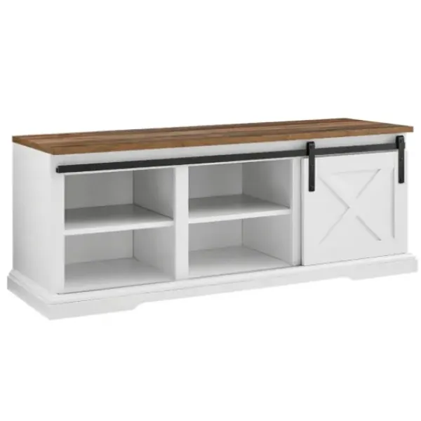 Entryway Furniture-Kirkland's Home Sliding Barn Door Bench White