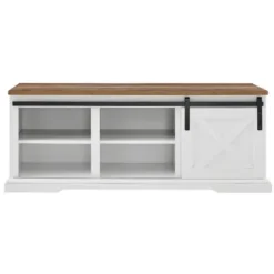 Entryway Furniture-Kirkland's Home Sliding Barn Door Bench White