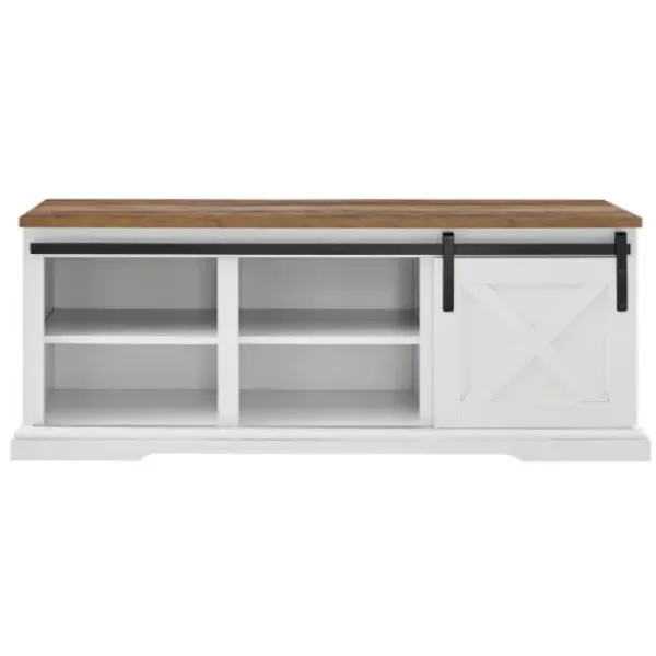 Entryway Furniture-Kirkland's Home Sliding Barn Door Bench White