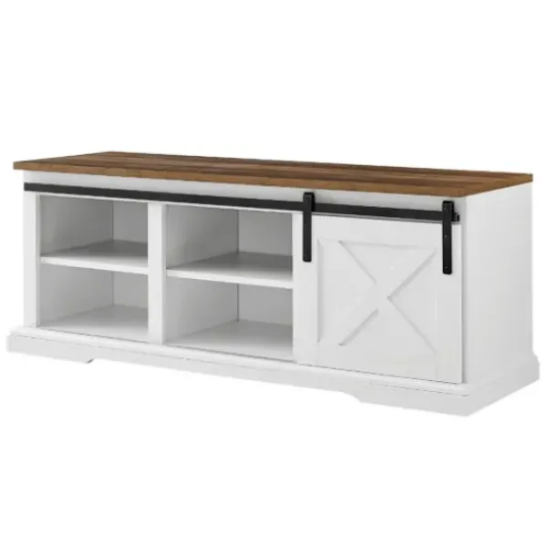 Entryway Furniture-Kirkland's Home Sliding Barn Door Bench White
