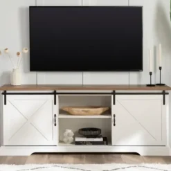 Tv Stands & Media Consoles-Kirkland's Home Sliding Barn Door Media Cabinet White