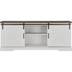 Tv Stands & Media Consoles-Kirkland's Home Sliding Barn Door Media Cabinet White