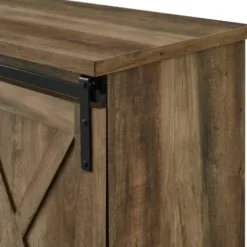 Tv Stands & Media Consoles-Kirkland's Home Sliding Barn Door Open Shelf Oak Tv Stand Brown