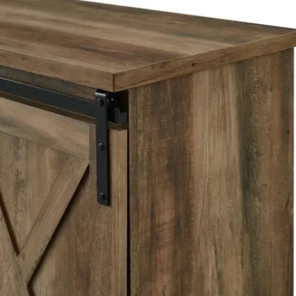 Tv Stands & Media Consoles-Kirkland's Home Sliding Barn Door Open Shelf Oak Tv Stand Brown