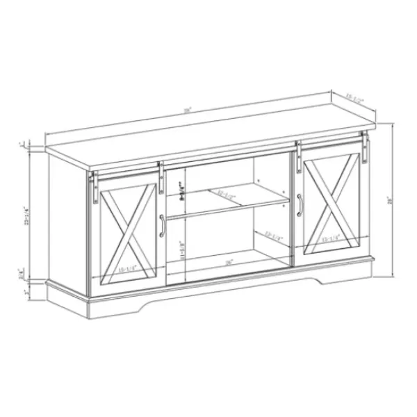 Tv Stands & Media Consoles-Kirkland's Home Sliding Barn Door Open Shelf Oak Tv Stand Brown